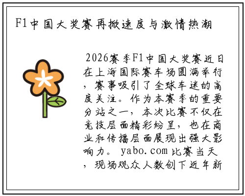 F1中国大奖赛再掀速度与激情热潮
